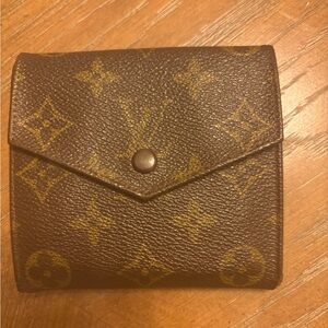 Louis Vuitton Elise Monogram Envelope Compact Wallet in Brown and Gold